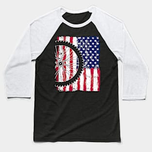 Mountain bike Cycling American Flag 4th of July Gift Baseball T-Shirt